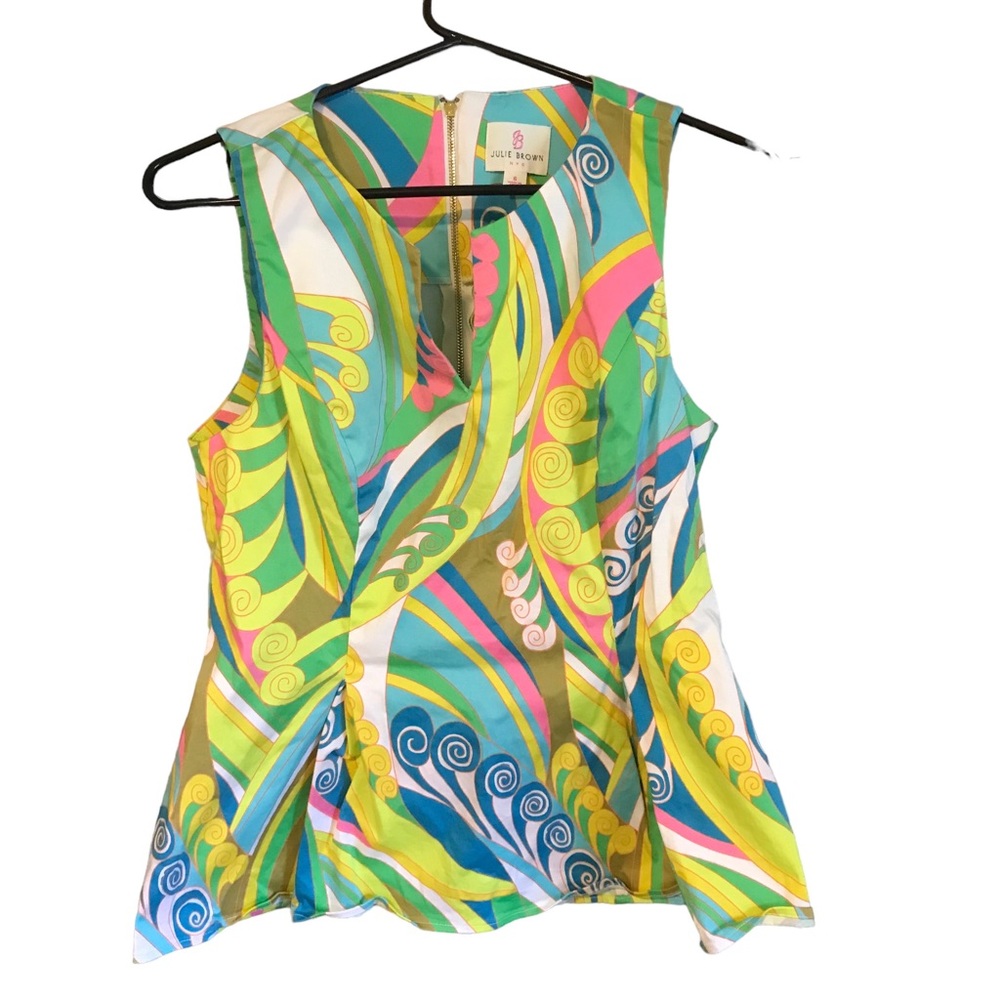 JB by Julie Brown Multicolor Swirl Print Sleeveless Blouse